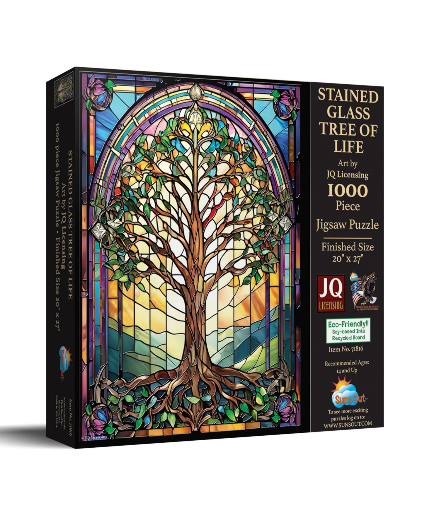 Детский пазл SunsOut Stained Glass Tree of Life 1000 Piece Interlocking Jigsaw Puzzle, от 15 лет — фото 1
