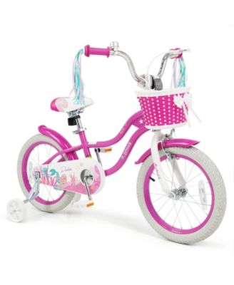 16'' Kids Bike w/Training Wheels Hand Coaster Brakes Adjustable Seat Handlebar
