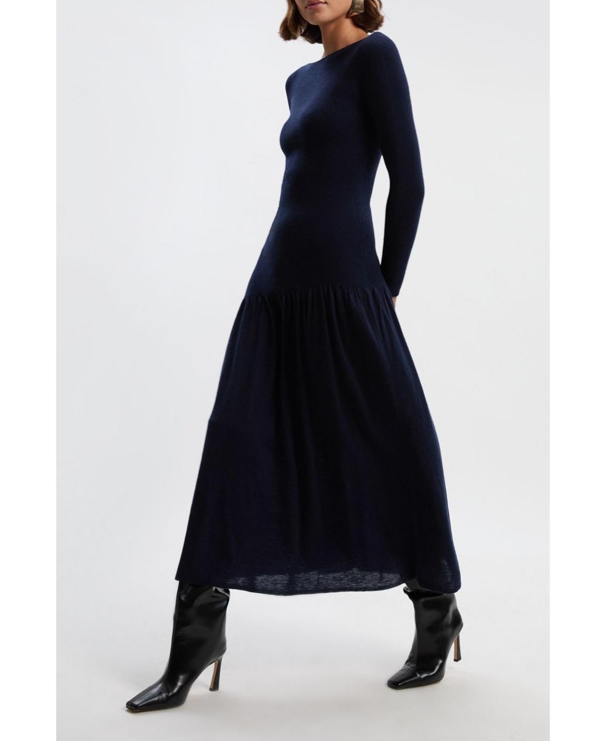 Karen Millen Women's Wool Blend Sheer Knitted Skirt Dress