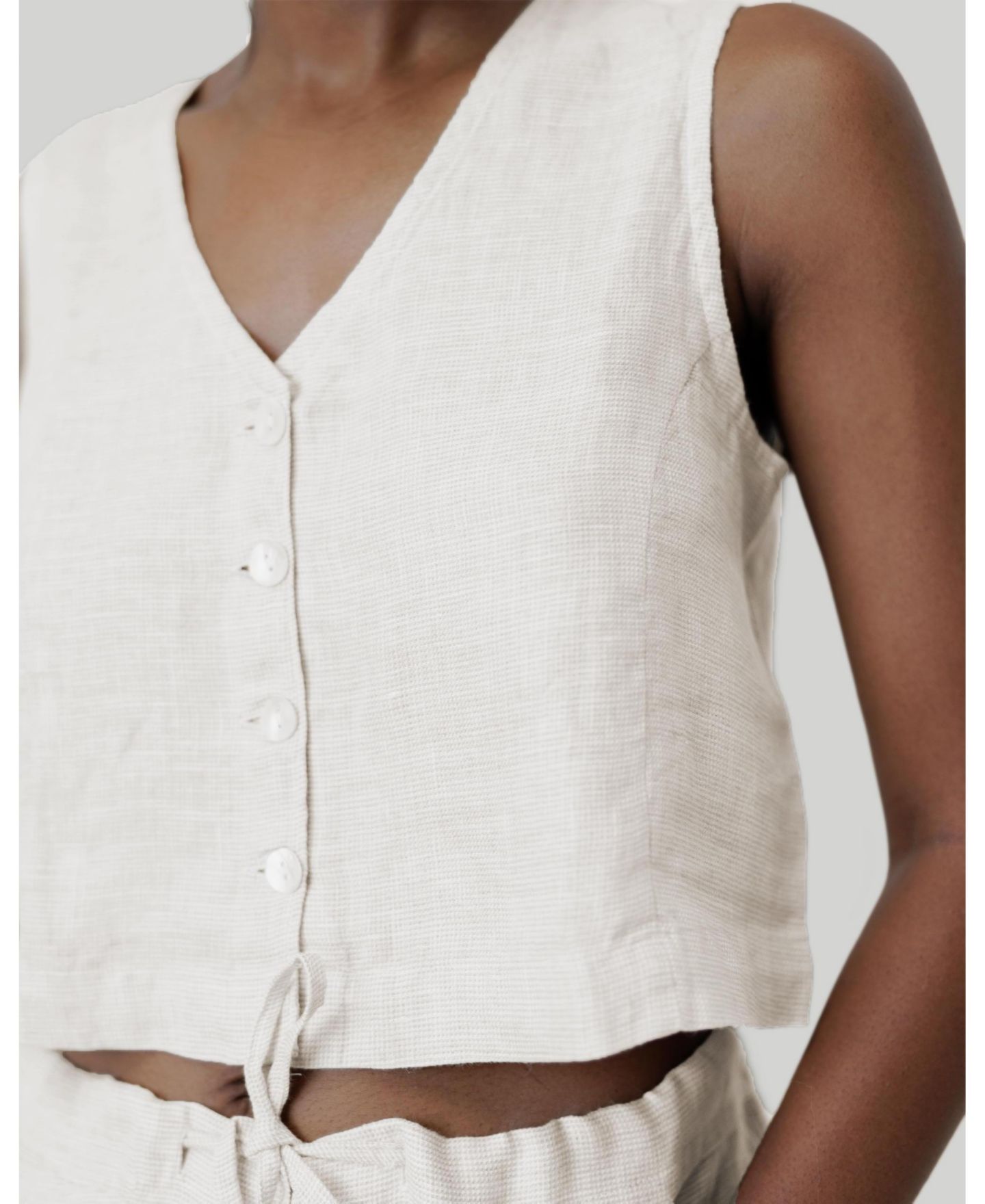 Женский жилет Reistor Cropped vest shirt, цвет: Льняной клетчатый — фото 5