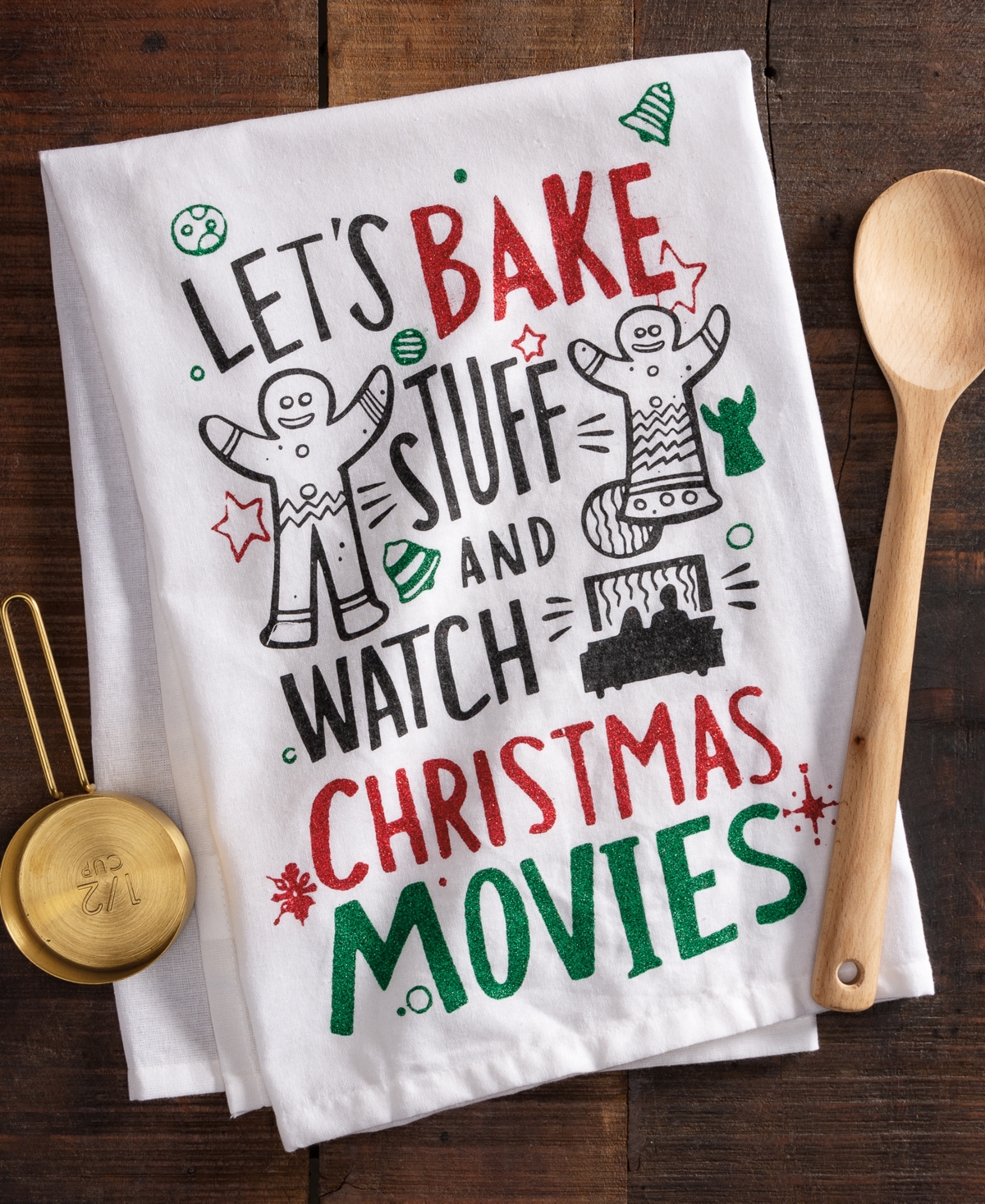 Primitives by Kathy Let's Bake Stuff and Watch Christmas Movies' Kitchen Tea Towel