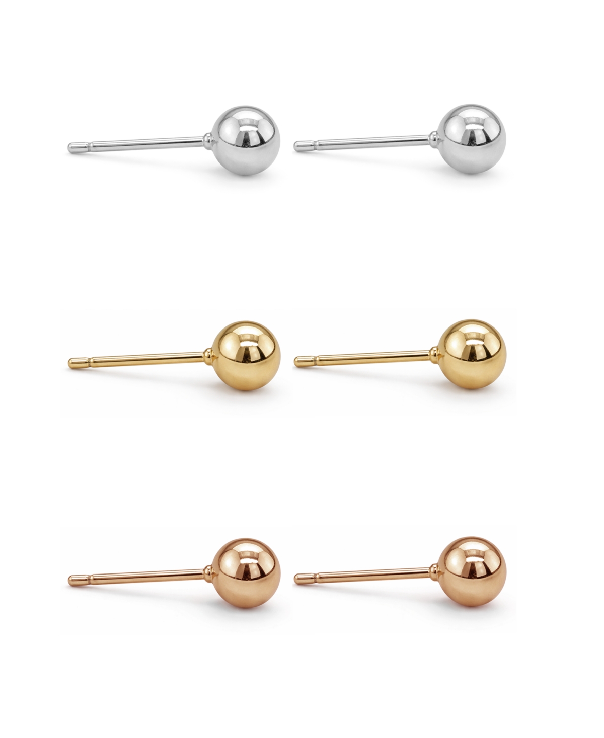 And Now This 3-Pc. Set Silver Plated Ball Stud Earrings
