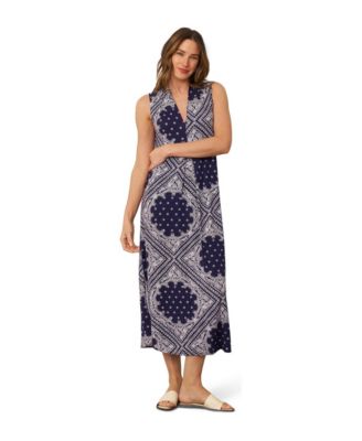 Women's Invert Pleat Printed Maxi Dress