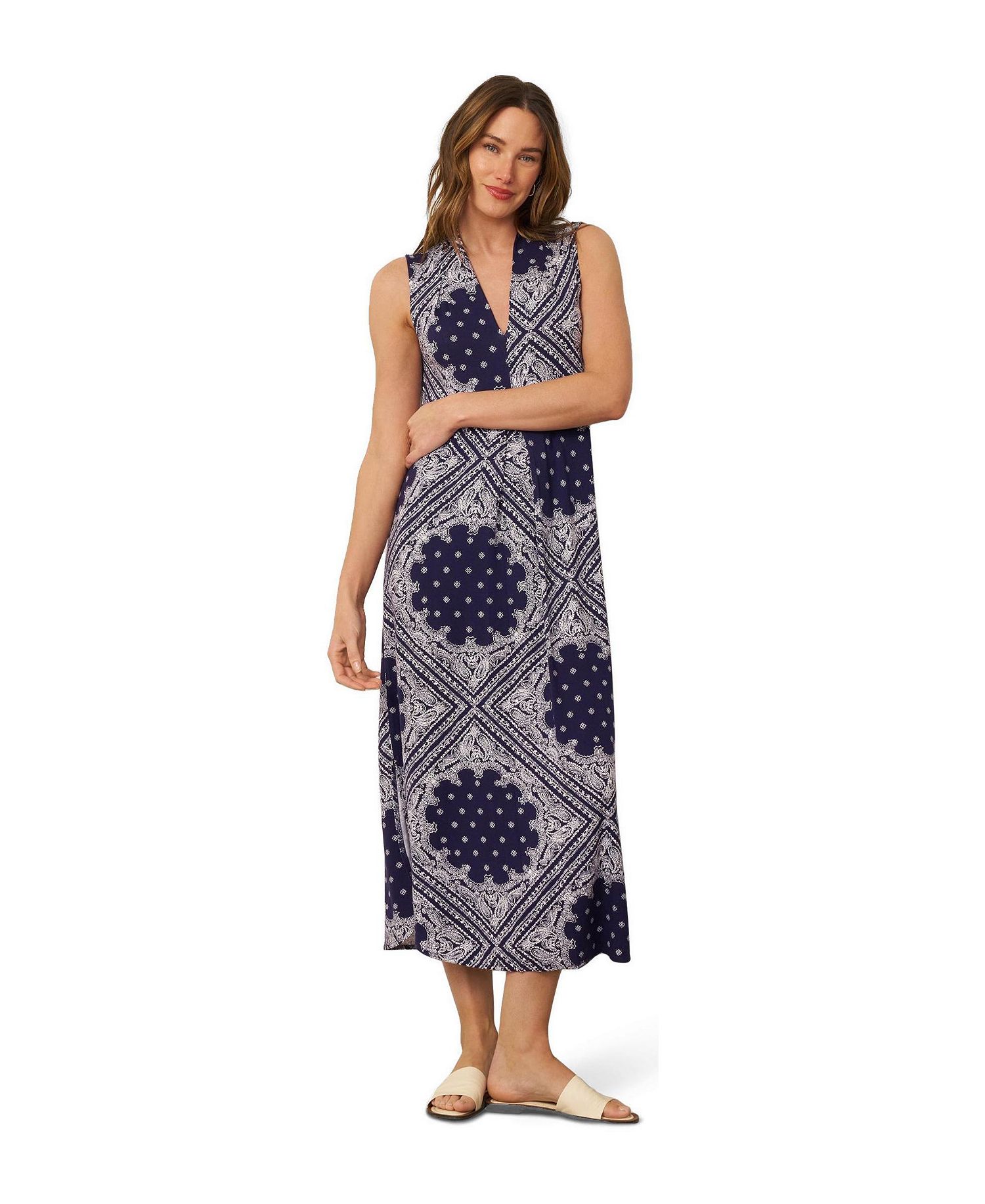 Cable & Gauge Women's Invert Pleat Printed Maxi Dress (3 Colors) only