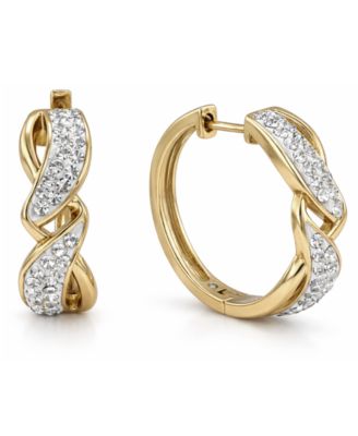Crystal Twisted Hinged Hoop Earrings