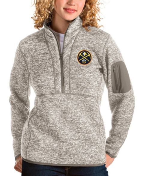 Женские свитеры Antigua Women's Natural Denver Nuggets Fortune Quarter-Zip Pullover Jacket