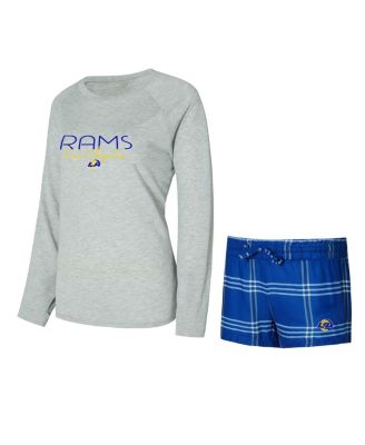 Women's Royal/Gray Los Angeles Rams Petition Raglan Long Sleeve Top & Shorts Set