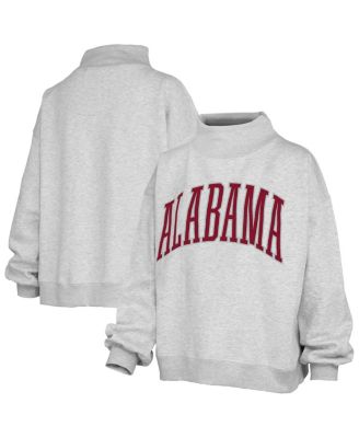 Women's Heather Gray Alabama Crimson Tide Oversized Nelson Mock Neck Sweatshirt