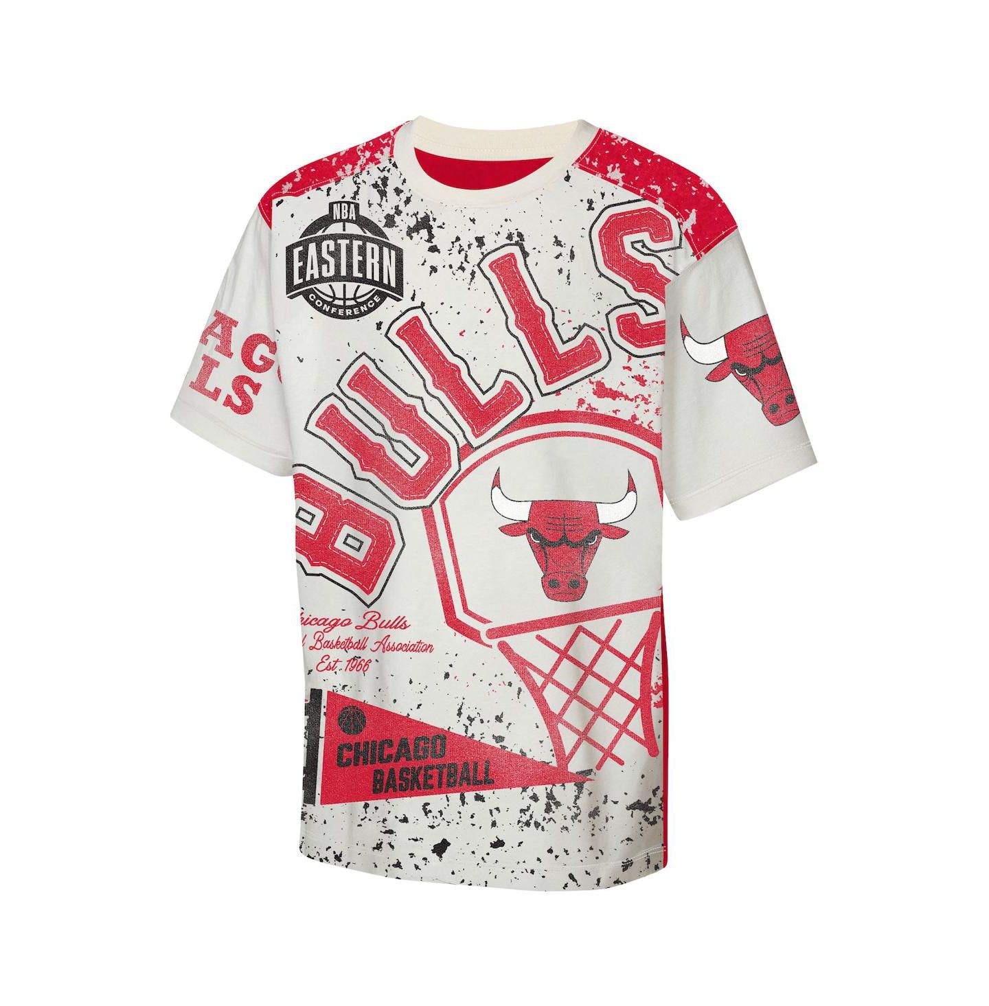 Детская футболка Outerstuff Cream Chicago Bulls Top Player All-Over-Print — фото 2