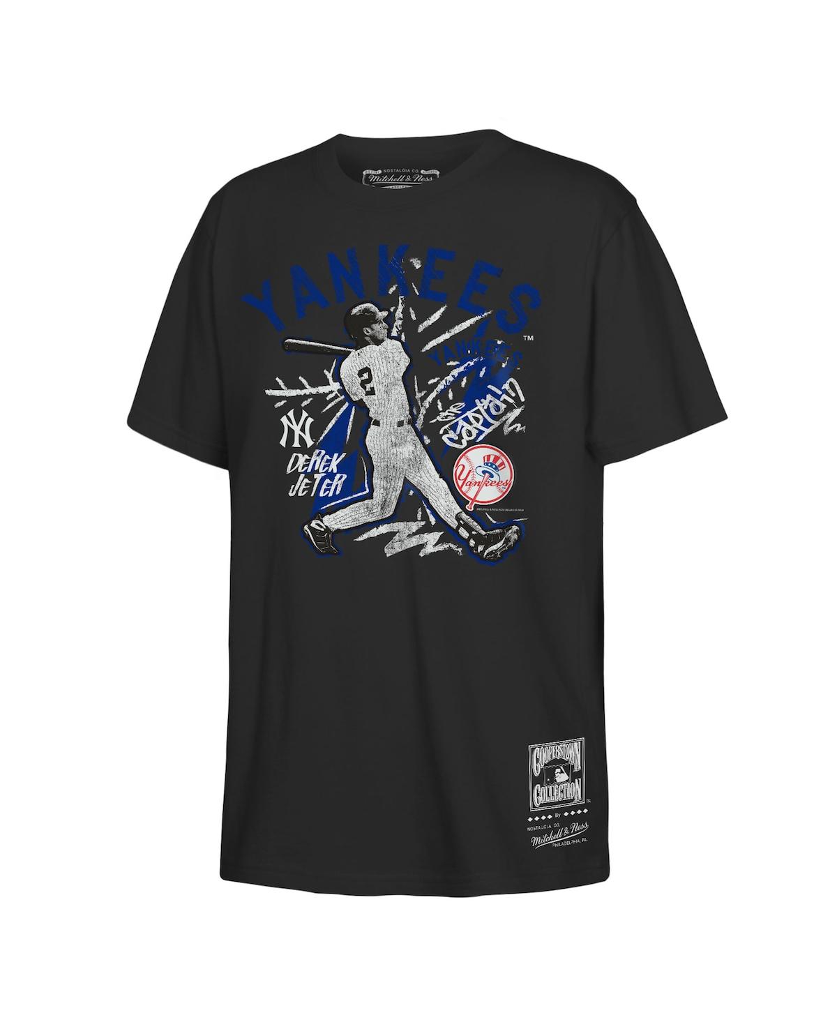 Mitchell & Ness Big Boys and Girls Derek Jeter Black New York Yankees Chalked Up Player T-Shirt - Black