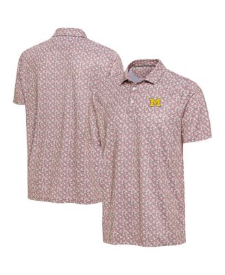 Men's Pink Michigan Wolverines Desert Dry Dogwood Polo Shirt