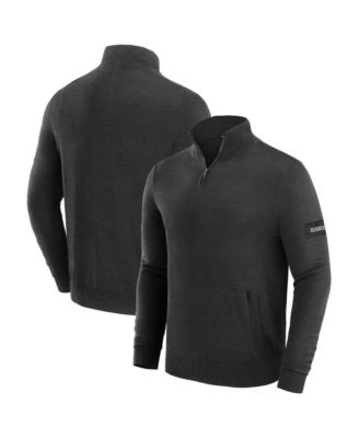 Men's Black Las Vegas Raiders Franchise Quarter-Zip Sweater