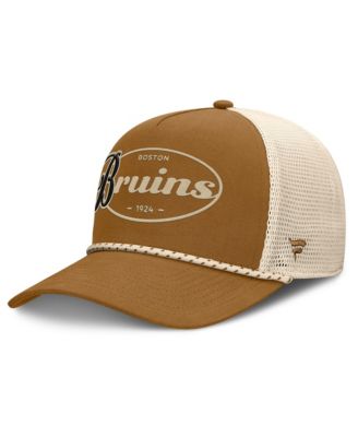 Men's Brown/Cream Boston Bruins Heritage Fetch A-Frame Trucker Adjustable Hat