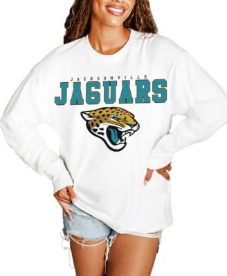 Women's White Jacksonville Jaguars Big Goals Oversized Long Sleeve T-Shirt