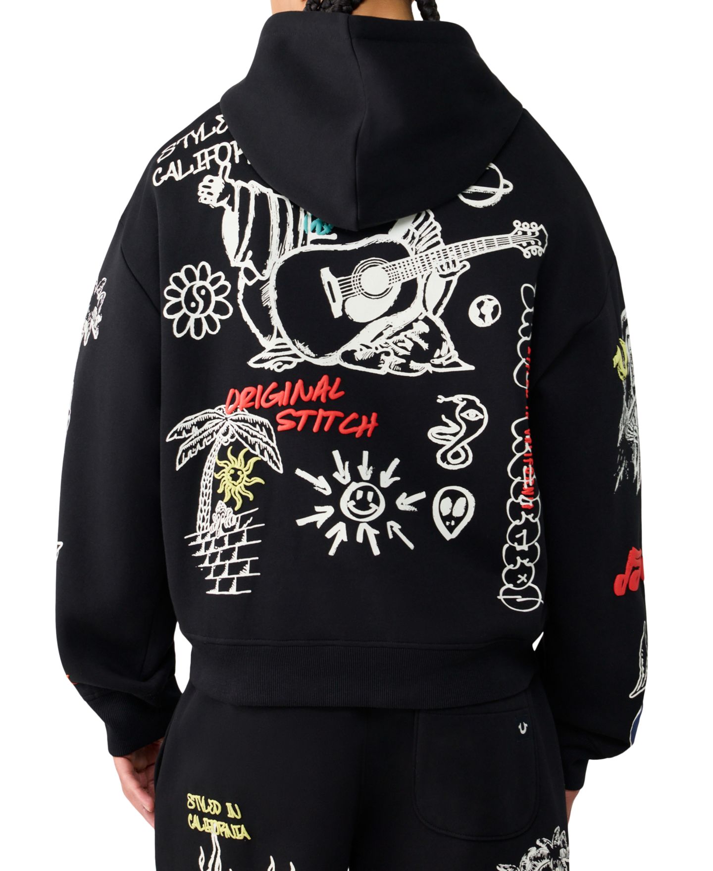 Мужское худи True Religion Oversized Loose-Fit, цвет: Угольно-чёрный — фото 3
