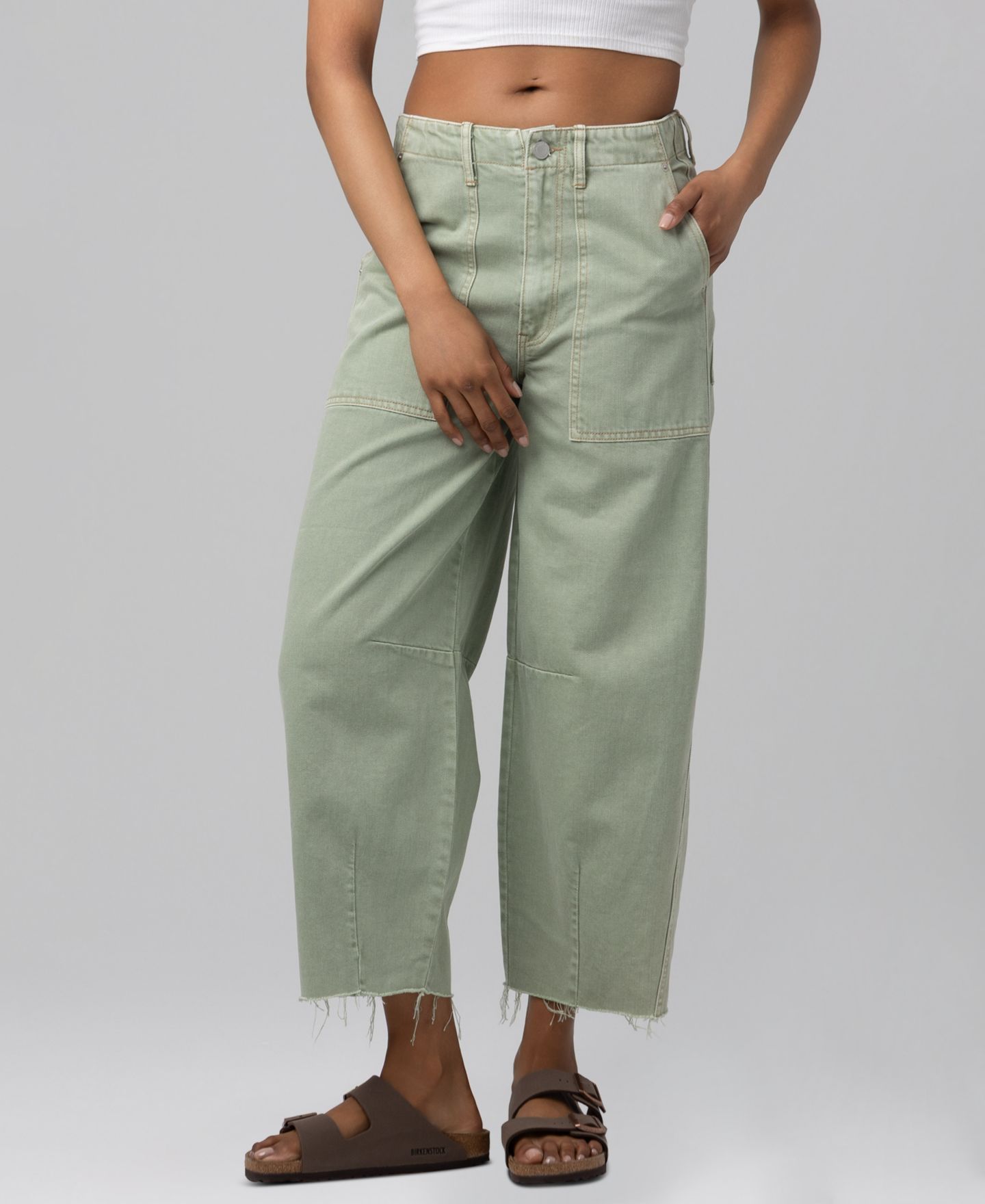 Женские джинсы Blank NYC Barrel-Leg High-Rise-Jeans, цвет: Фисташковый — фото 1