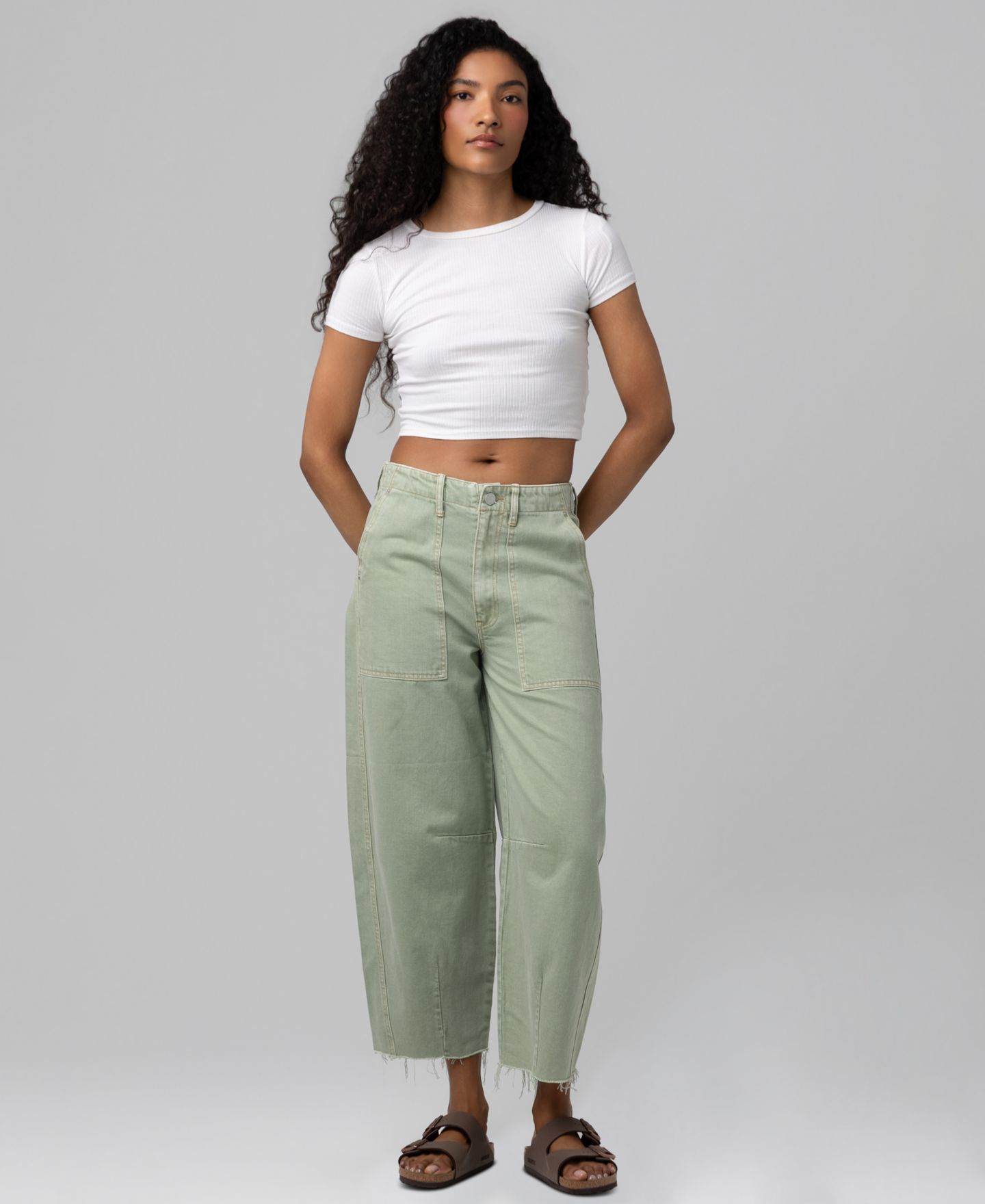 Женские джинсы Blank NYC Barrel-Leg High-Rise-Jeans, цвет: Фисташковый — фото 2