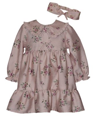 Bonnie Baby Baby Girls Floral Collar Dress with Headband - Blush 58$