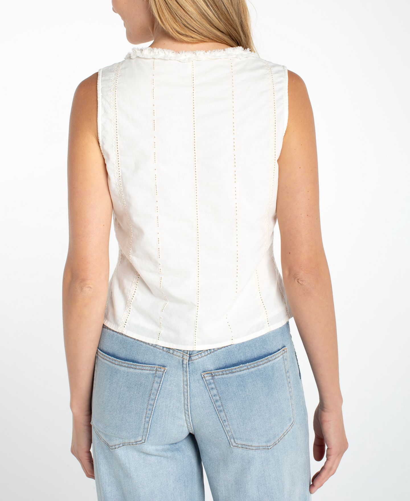 Женская блузка Liverpool Los Angeles Petite Sleeveless Pintuck Blouse, цвет: Кремовый полосатый — фото 3