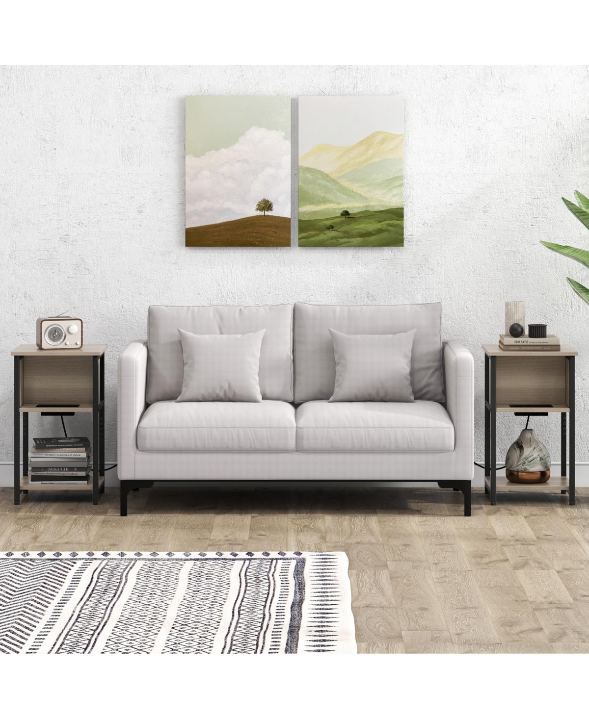 sumyeg 3-Tier End Table with Usb Ports and Power Outlets