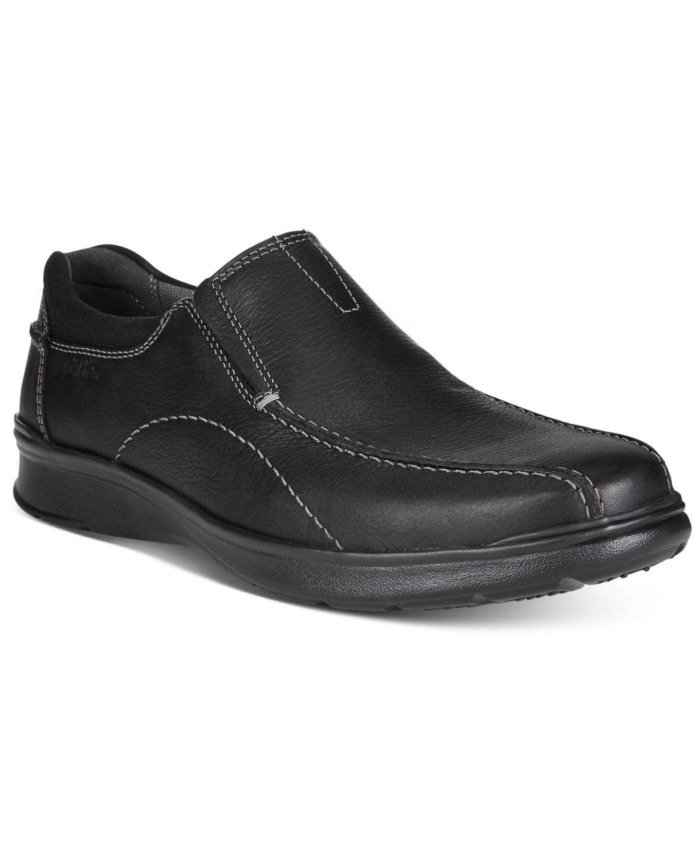 Мужские слипоны Clarks Cotrell Step с носком в стиле байкерских ботинок, цвет: Чёрный кожаный — фото 1