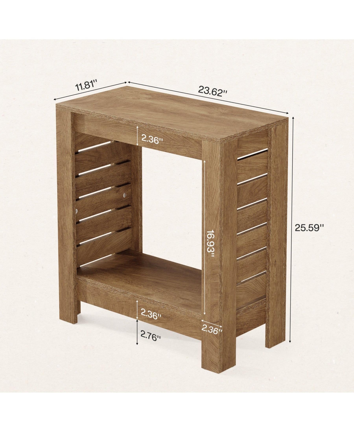 Slickblue 2-Tier Wooden Side Table with Storage Shelf for Living Room