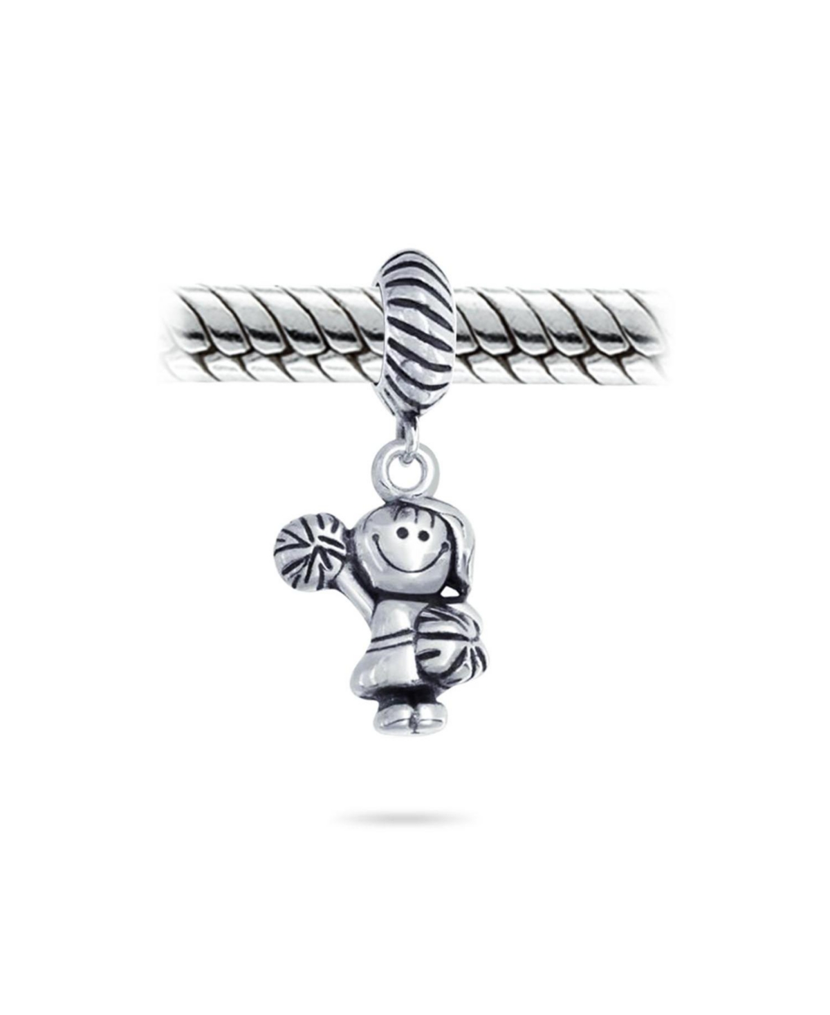 Bling Jewelry Cheerleader Soccer Player Dangle Charm Bead .925 Sterling Silver Fits European Bracelet