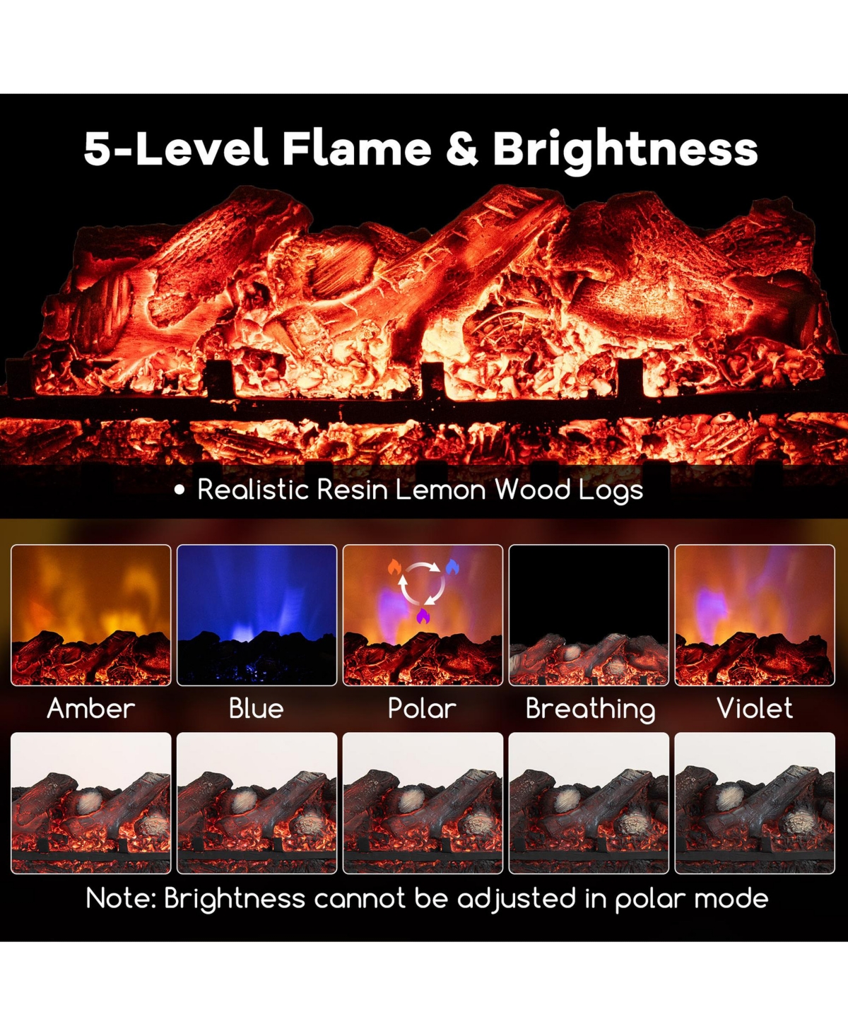 Costway 23" Electric Fireplace Heater Fireplace Logs Inserts Infrared Quartz Heater