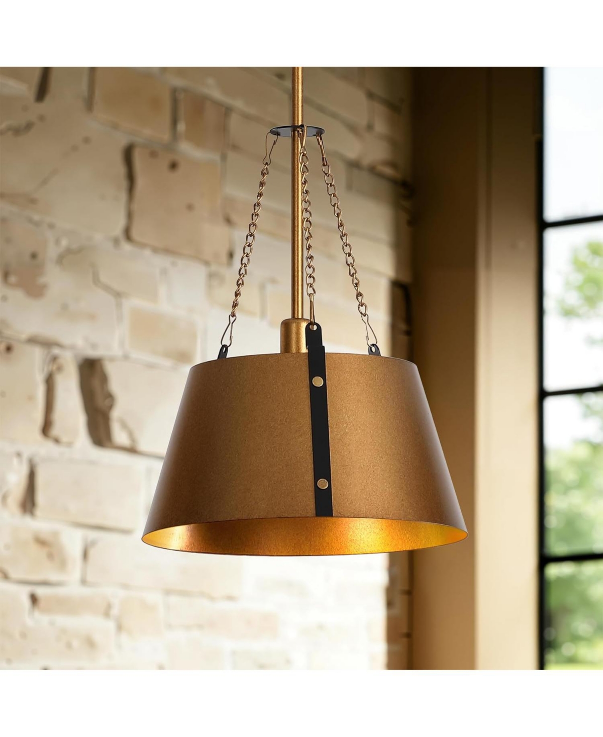 Tribesigns 12" Pendant, 1-Light Industrial Pendant Lights with Adjustable Height, E12 Base Metal Drum Chandelier