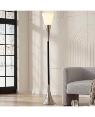 72.8" Farmhouse Floor Lamp with Sandblasted Glass Lampshade, Tall Standing Floor Lamp with Foot Pedal Switch