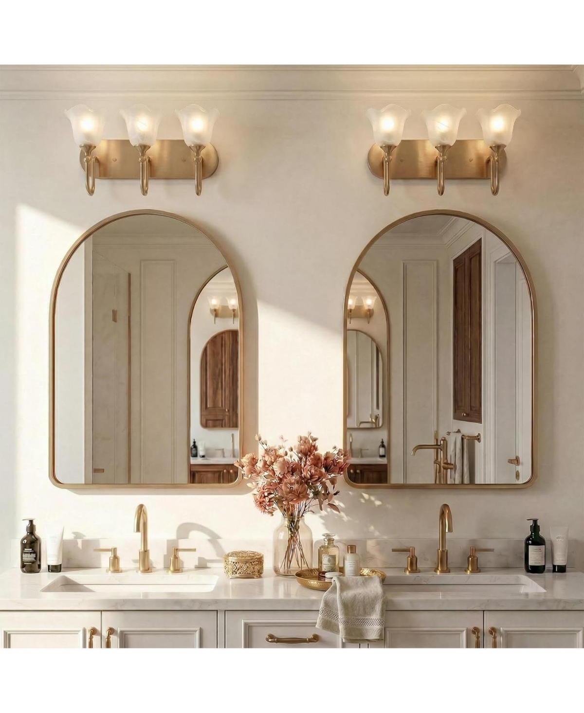 Tribesigns 3-Light Bathroom Light Fixtures, Modern Wall Lights with Clear Glass Shades, Bathroom Vanity Wall Sconce Lamp