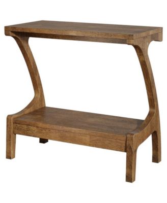 Narrow Solid Wood Side Table with Open 2 Tier Storage