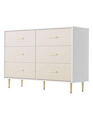 Modern Dresser with 3 to 8 Drawers, Textured Front Storage Chest with Gold-Tone Handles and Legs for Bedroom, Entryway, Living Room