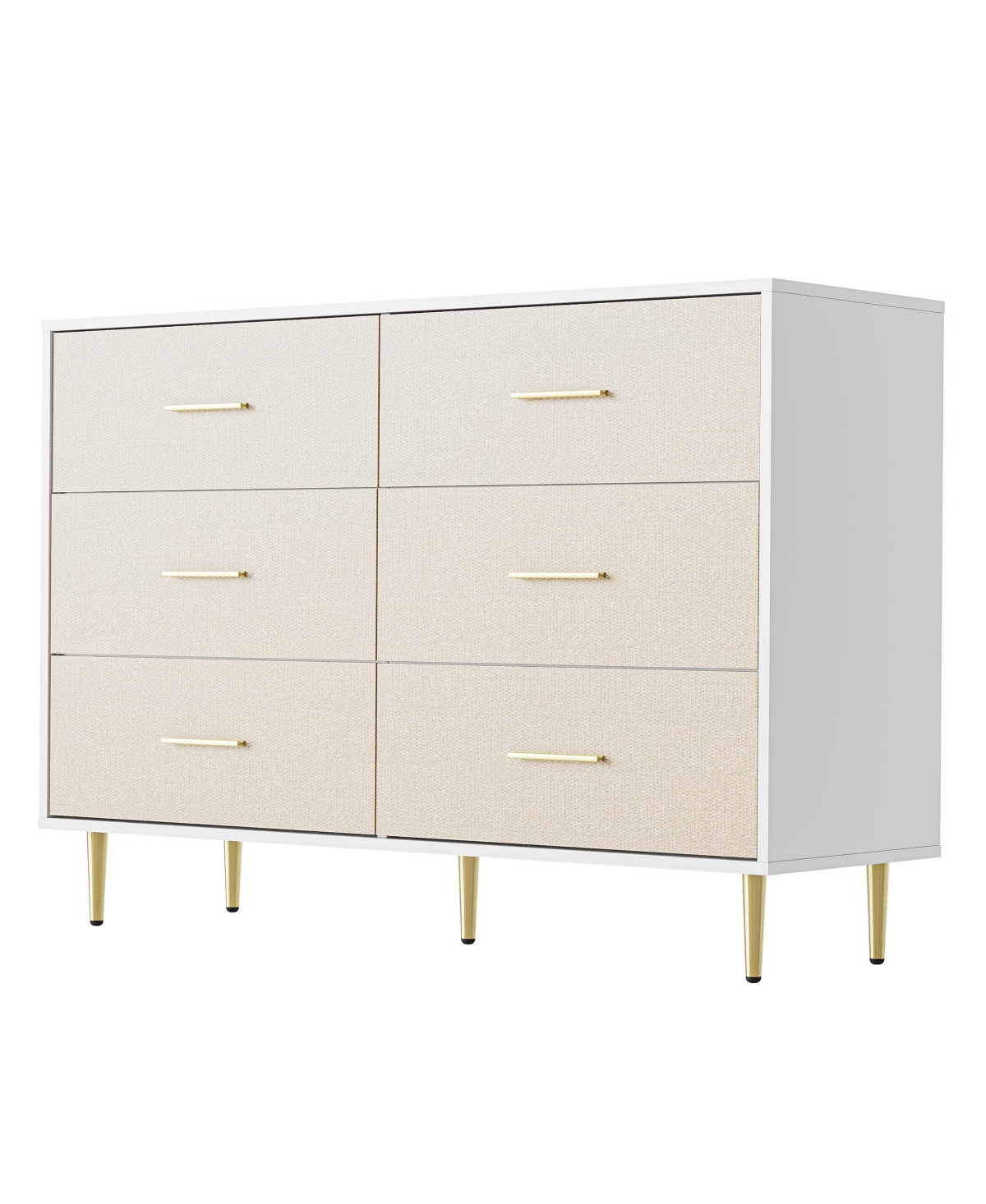 homfan Modern Dresser with 3 to 8 Drawers, Textured Front Storage Chest with Gold-Tone Handles and Legs for Bedroom, Entryway, Living Room