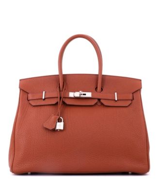 Birkin 35 Handbag Brown Fjord with Palladium Hardware