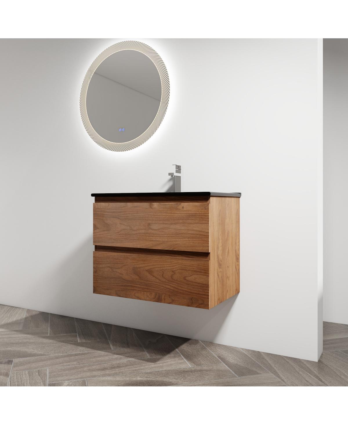 Sillysis Inch Wall Mounted Bathroom Vanity with Ceramic Sink, Soft Close Drawers