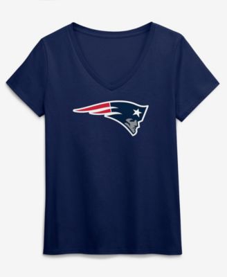 Women's Navy New England Patriots Primary Logo V-Neck T-Shirt