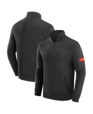 Men's Black Kansas City Chiefs Franchise Quarter-Zip Sweater
