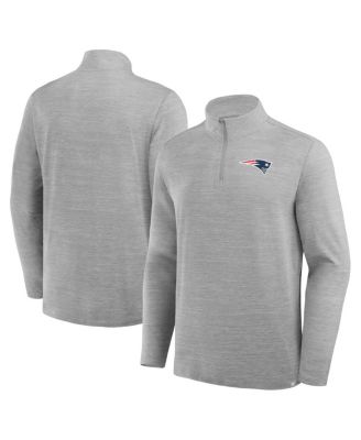Men's Heather Gray New England Patriots Clutch Quarter-Zip Pullover