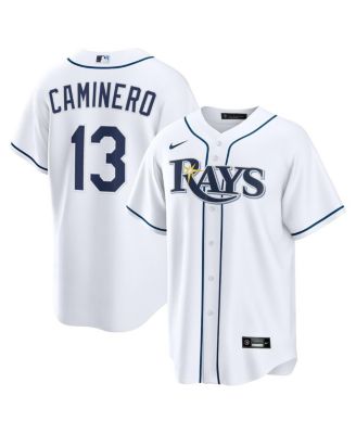 Men's Junior Caminero White Tampa Bay Rays Home Replica Jersey