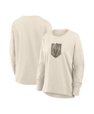 Women's Cream Vegas Golden Knights Distressed Logo Long Sleeve T-Shirt
