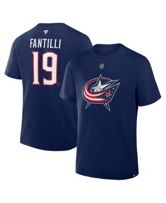 Men's Adam Fantilli Navy Columbus Blue Jackets Authentic Stack Name & Number T-Shirt