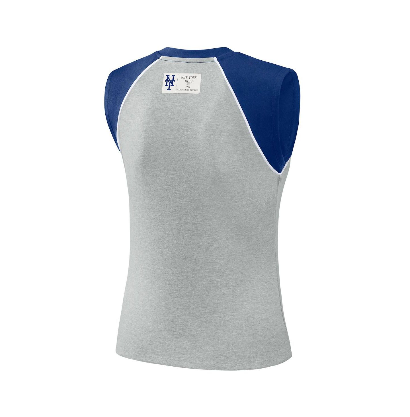 Женский топ WEAR by Erin Andrews Heather Gray New York Mets Cropped Raglan — фото 3