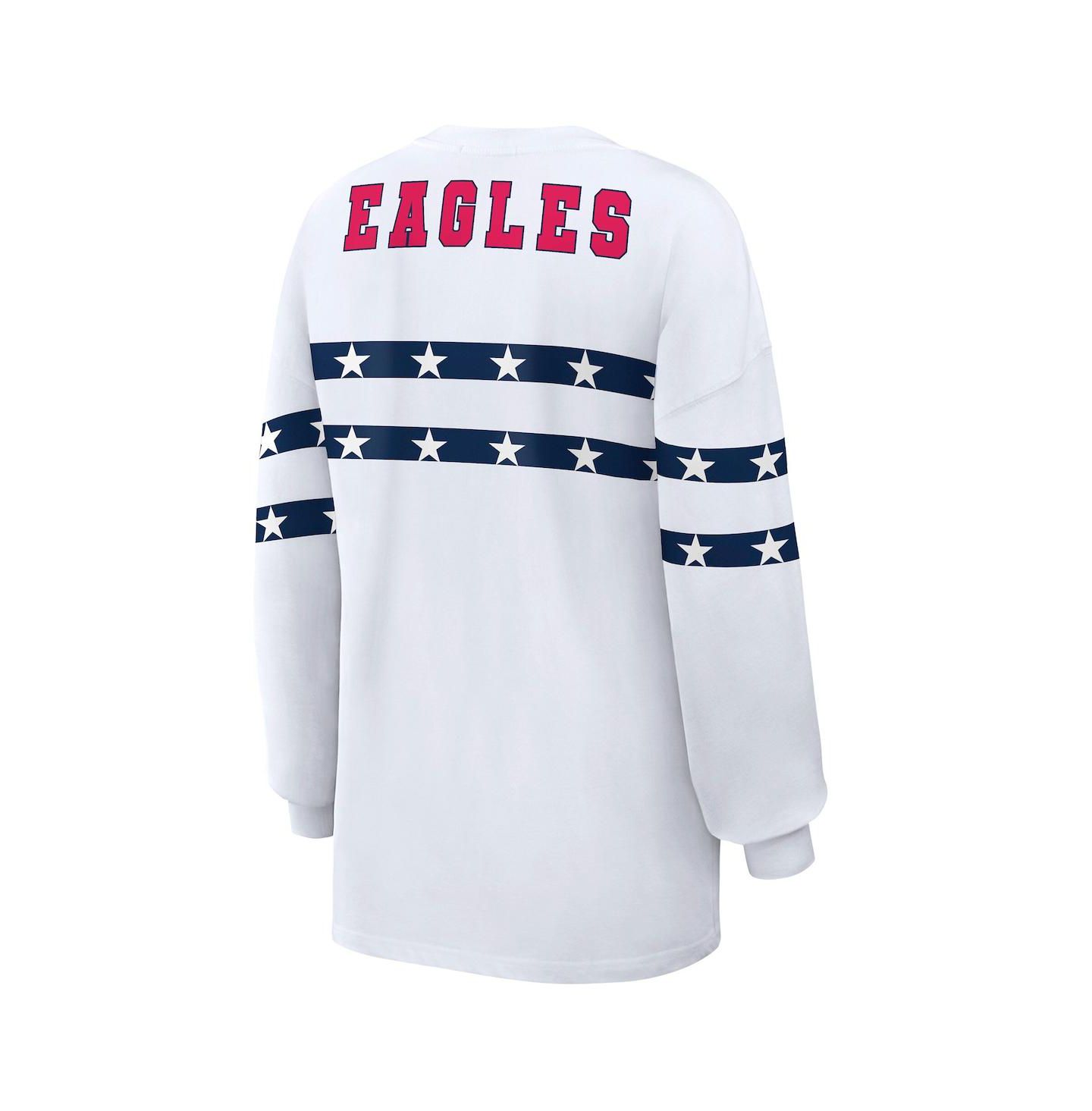 Женская футболка WEAR by Erin Andrews White Philadelphia Eagles Americana Stripe Long Sleeve — фото 3