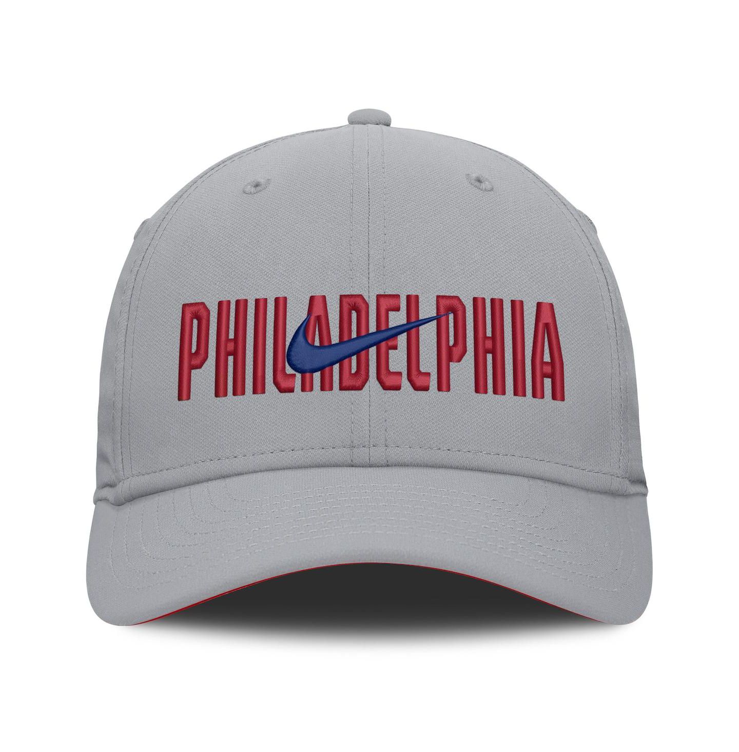 Мужская кепка Nike Gray Philadelphia Phillies Primetime Rise Dri-FIT Flex Hat — фото 2