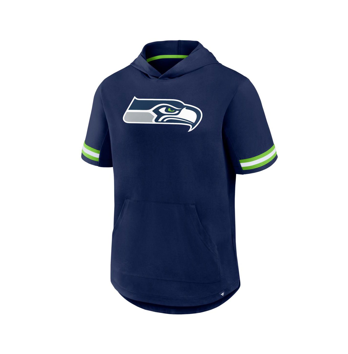 Мужская футболка Fanatics College Navy Seattle Seahawks Optimal Play Short Sleeve Hooded — фото 2