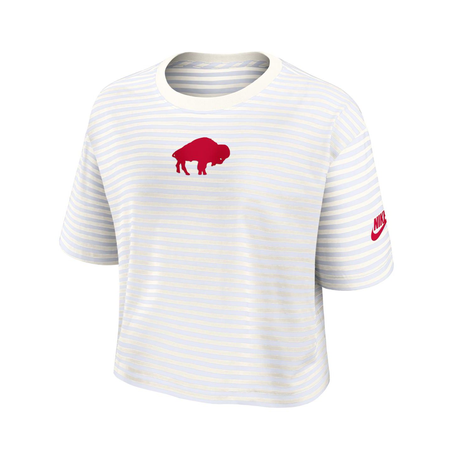 Женская футболка Nike White/Cream Buffalo Bills Striped Cropped — фото 2