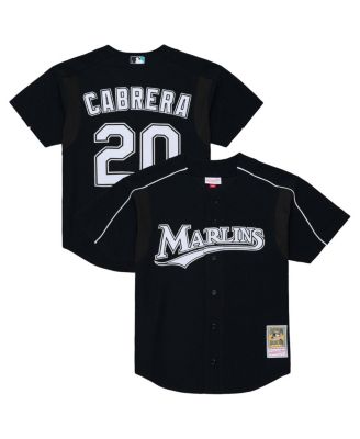 Men's Miguel Cabrera Black Florida Marlins 2003 Cooperstown Mesh Batting Practice Button-Up Jersey