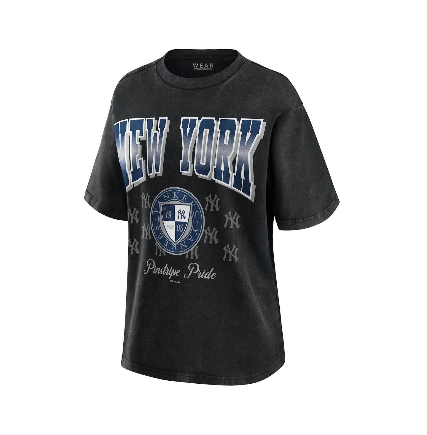 Женская футболка WEAR by Erin Andrews Black New York Yankees Oversized Boyfriend — фото 2
