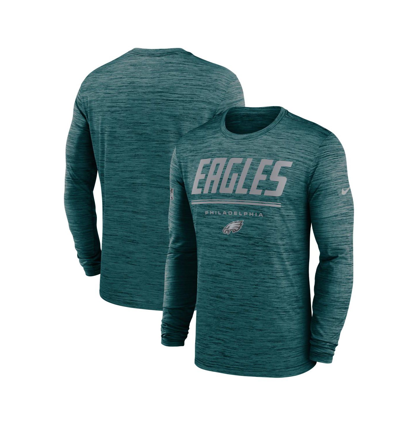 Мужская футболка Nike Midnight Green Philadelphia Eagles Sideline Offensive Transition Velocity Dri-FIT Long Sleeve — фото 1
